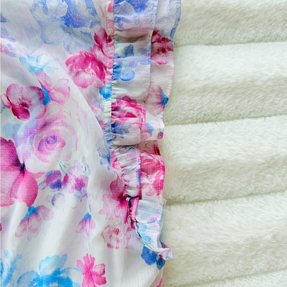 🔥PRICE DROP🔥Steve Madden Pink & Blue Floral Ruffle Tiered Mini Dress - Picture 10 of 14